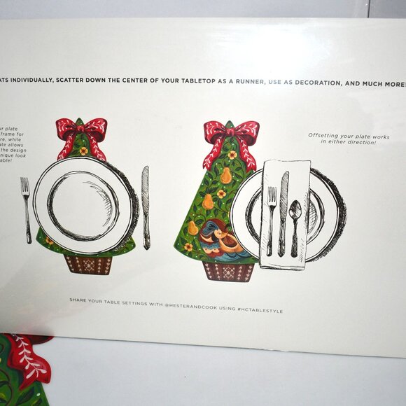 Hester & Cook 12 Die-cut Partridge Placemat 11.5" x 17.8" NWT - Picture 4 of 4